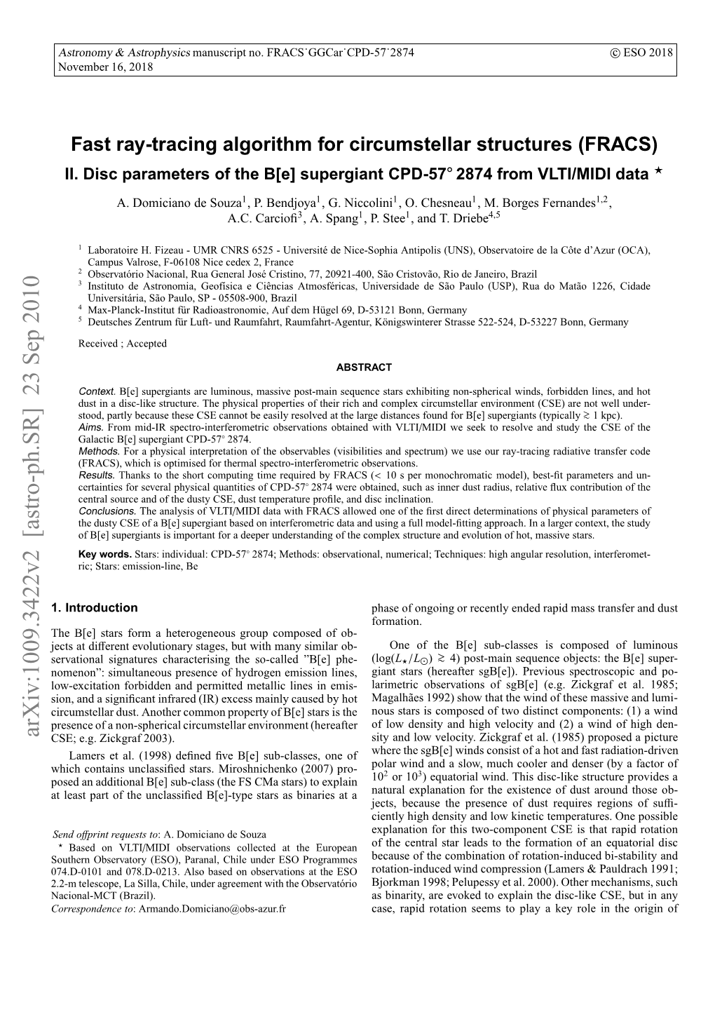 Fast Ray-Tracing Algorithm for Circumstellar Structures (FRACS). II. Disc Parameters of the B [E] Supergiant CPD-57° 2874 from VLTI/MIDI Data