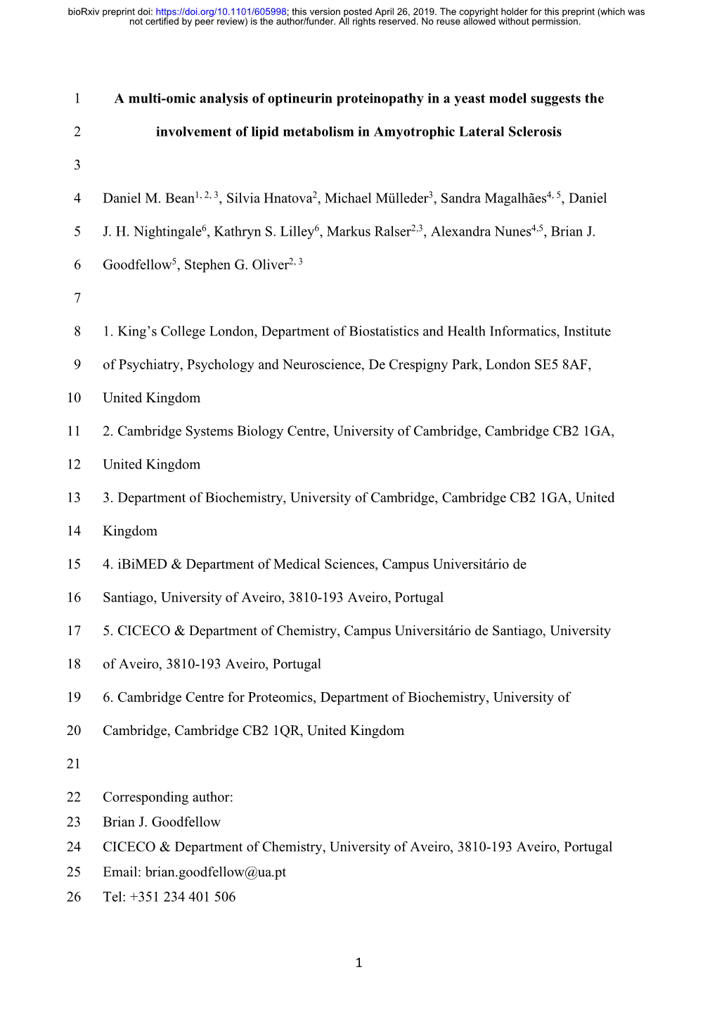 A Multi-Omic Analysis of Optineurin Proteinopathy in a Yeast Model Suggests The