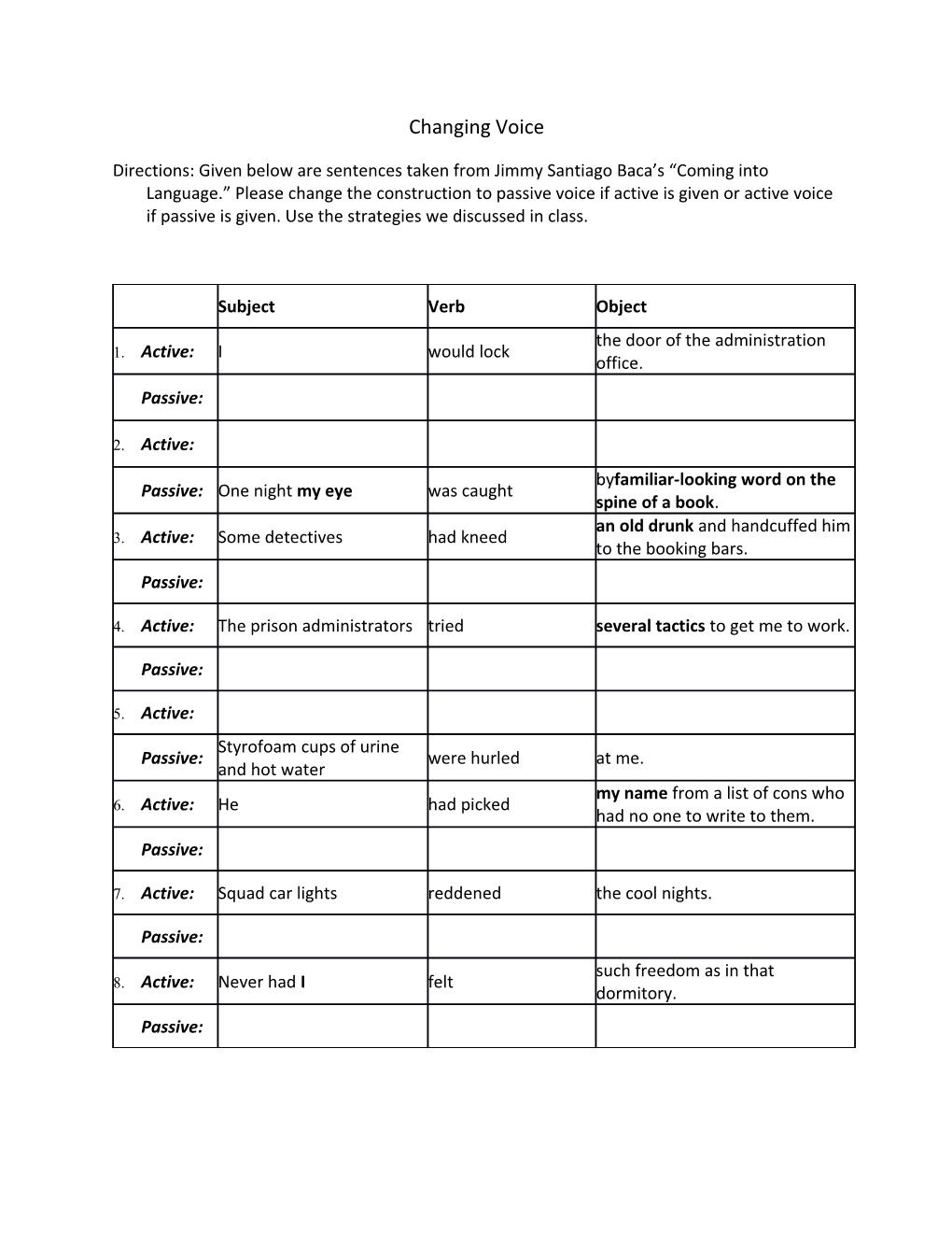 Using Active and Passive Voice