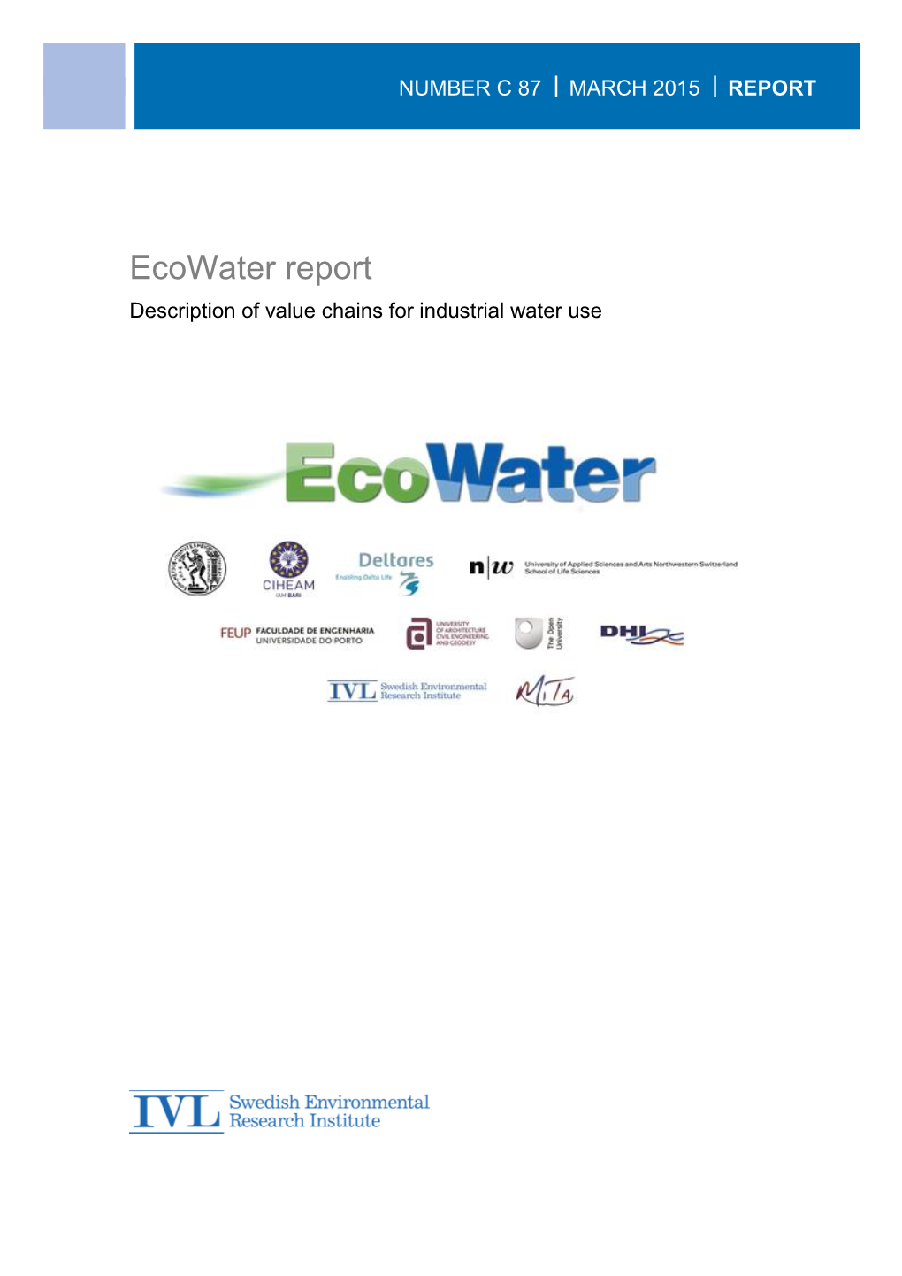 Ecowater Report Description of Value Chains for Industrial Water Use