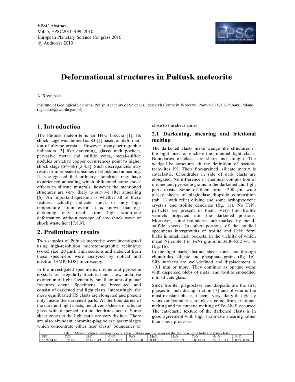 Deformational Structures in Pułtusk Meteorite