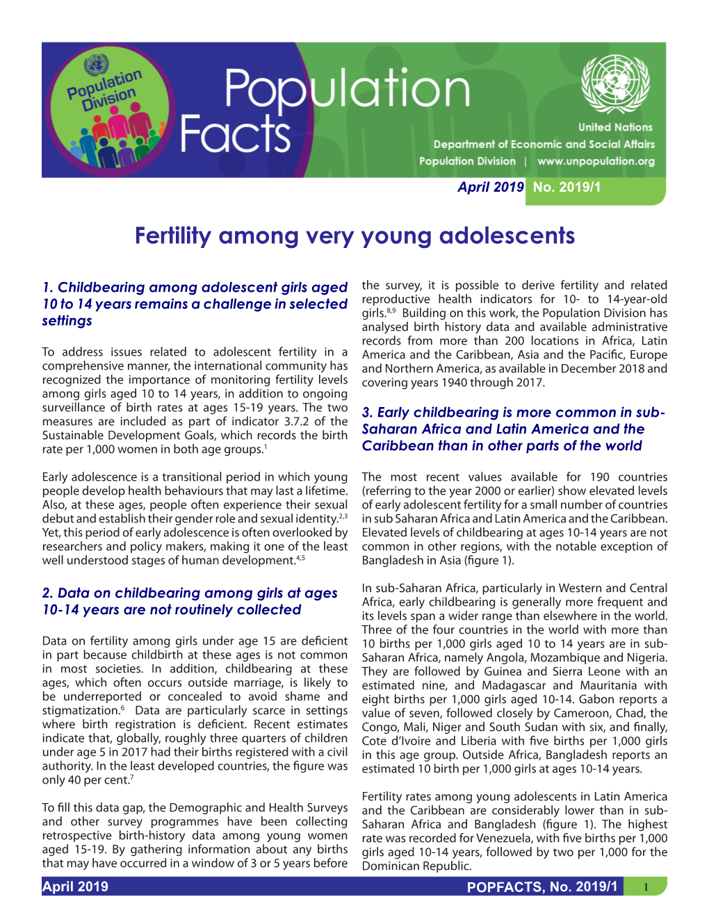 Fertility Among Very Young Adolescents