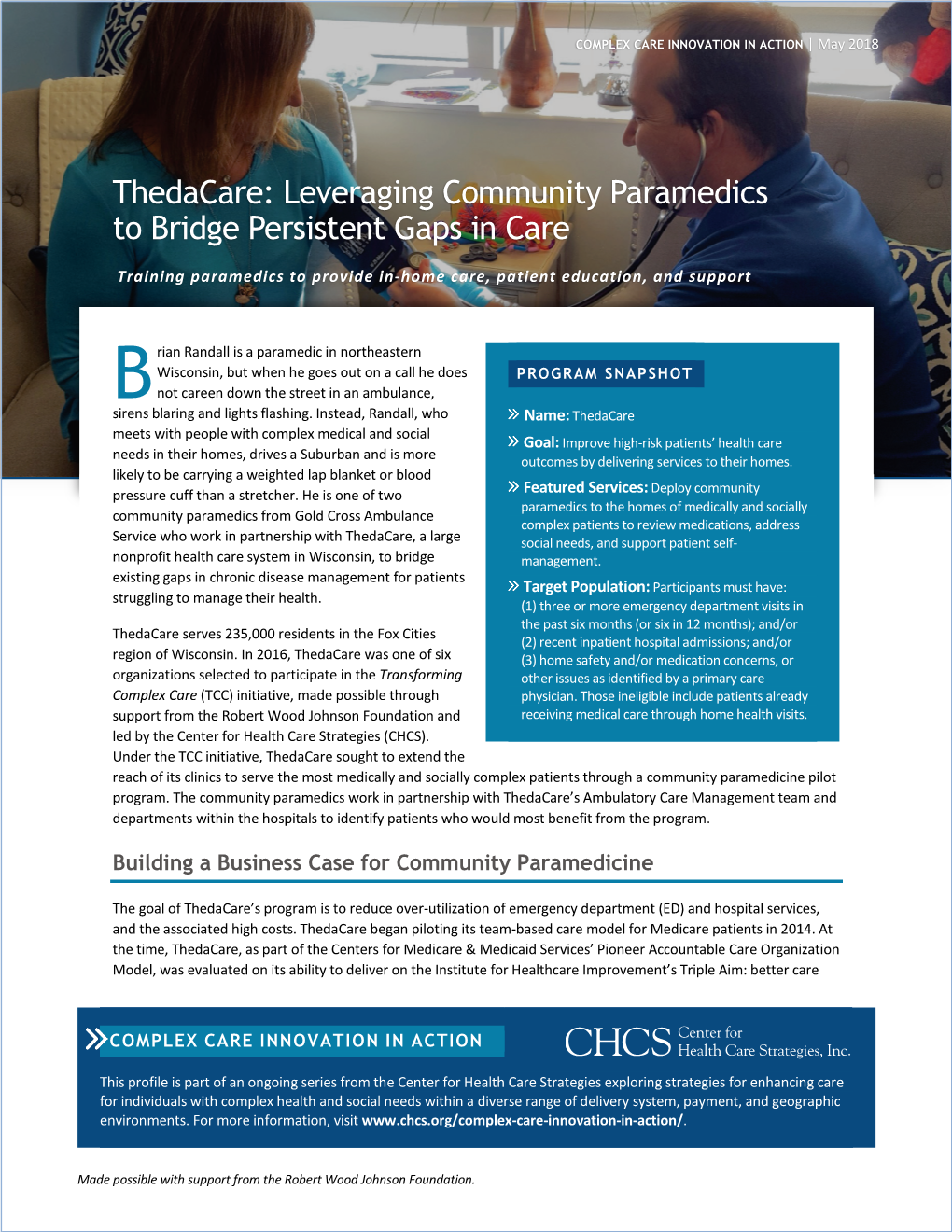 Thedacare: Leveraging Community Paramedics to Bridge Persistent Gaps in Care