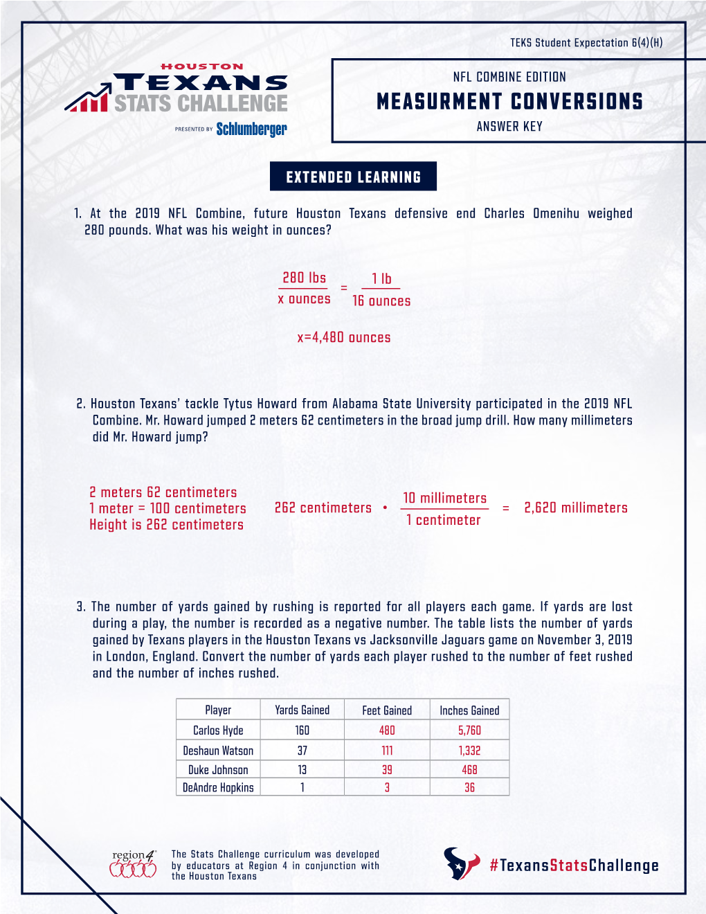 Measurment Conversions Answer Key