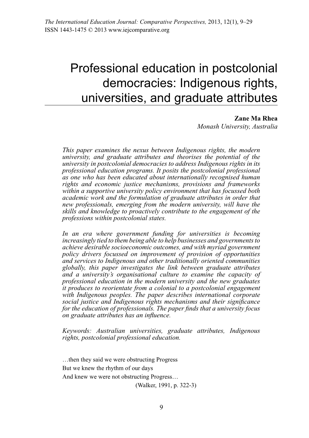 Indigenous Rights, Universities, and Graduate Attributes