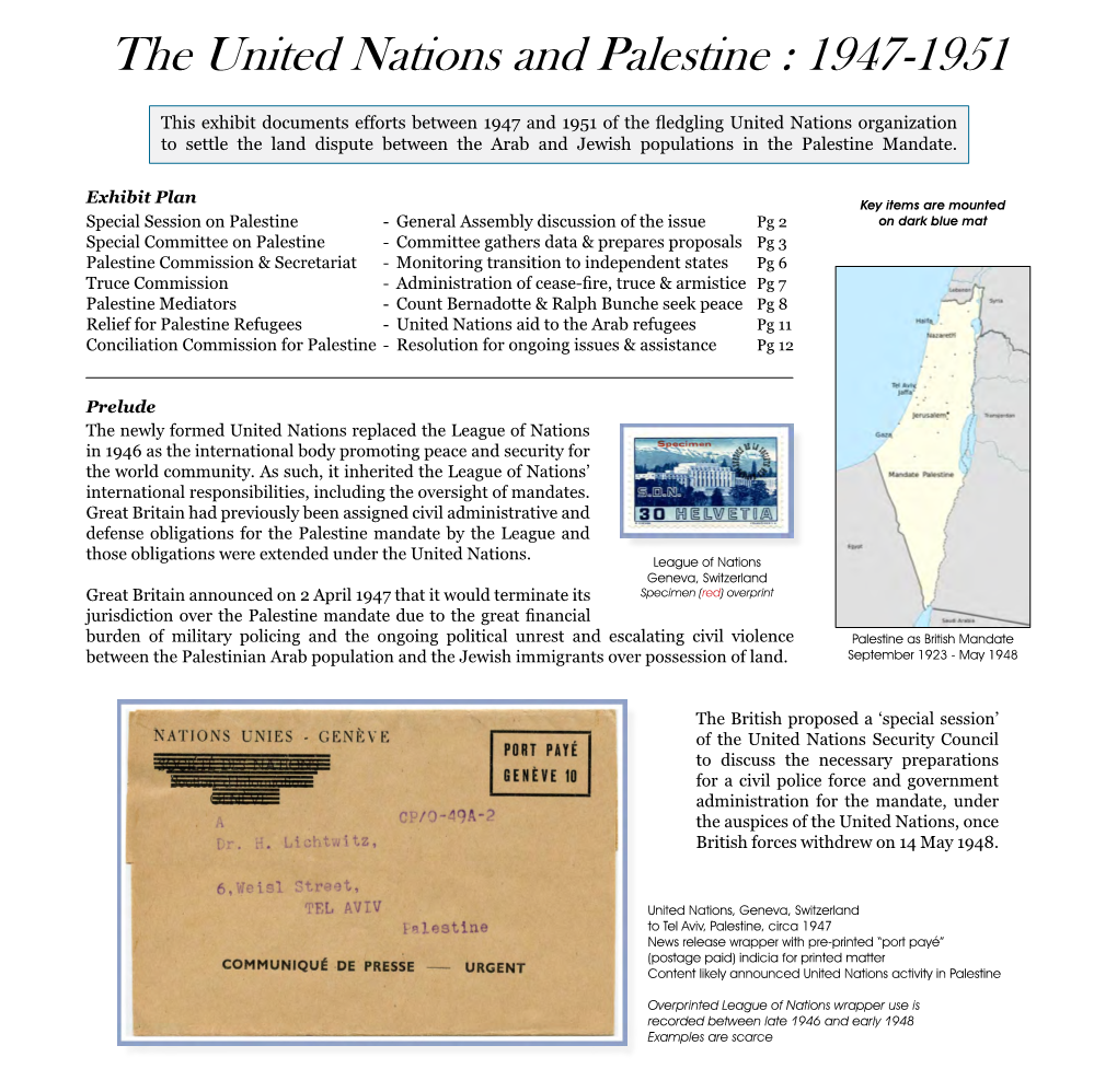 The United Nations and Palestine : 1947-1951