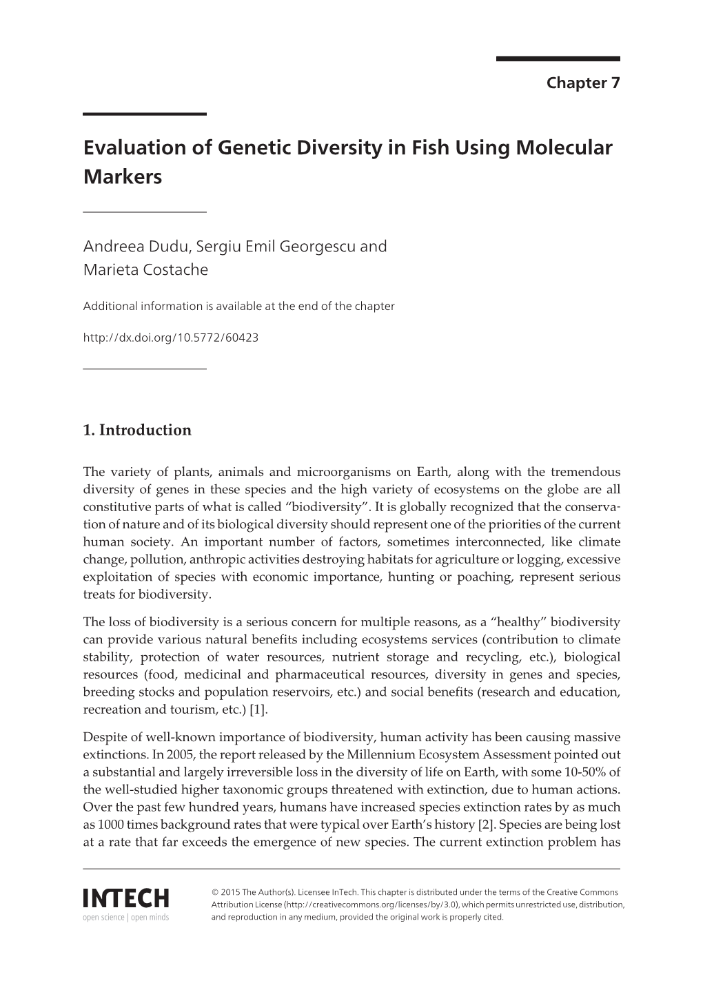 Evaluation of Genetic Diversity in Fish Using Molecular Markers