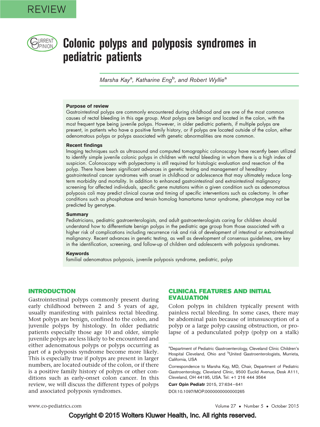 Colonic Polyps and Polyposis Syndromes in Pediatric Patients