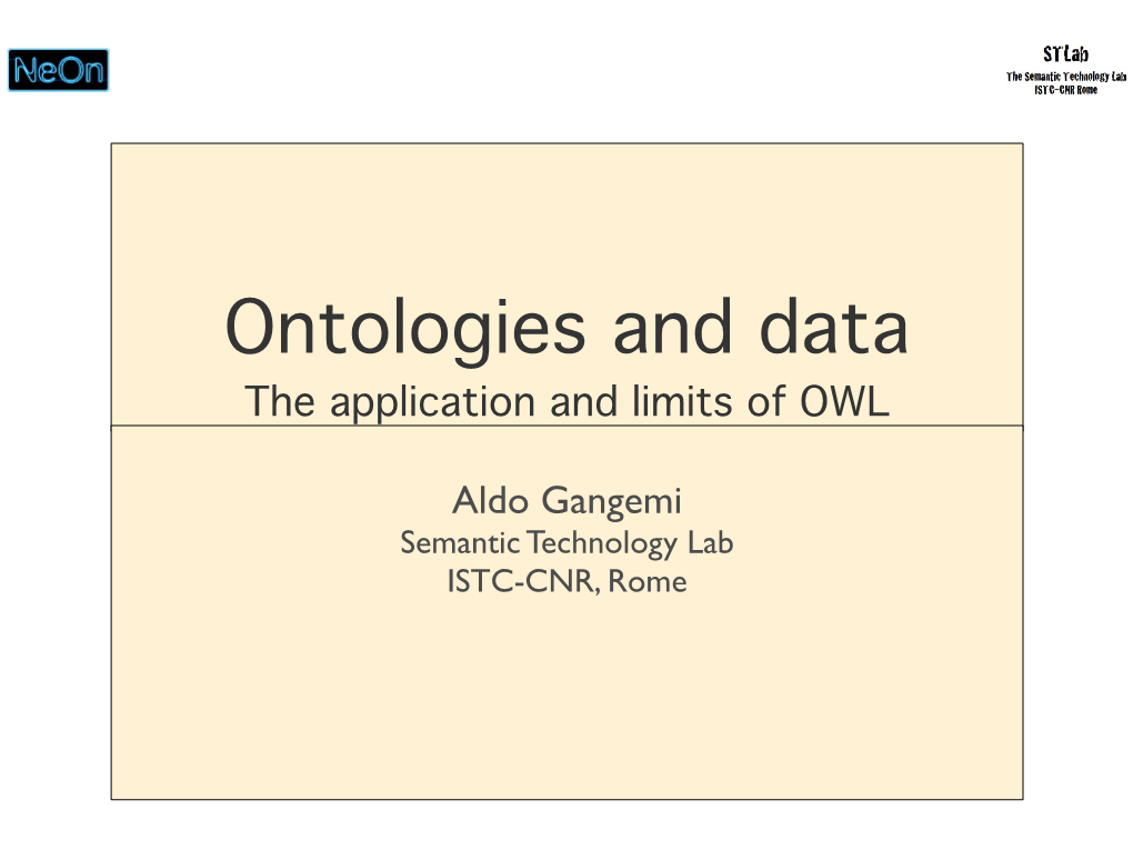 Ontologies and Data the Application and Limits of OWL