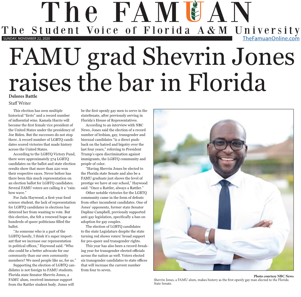 FAMU Grad Shevrin Jones Raises the Bar in Florida