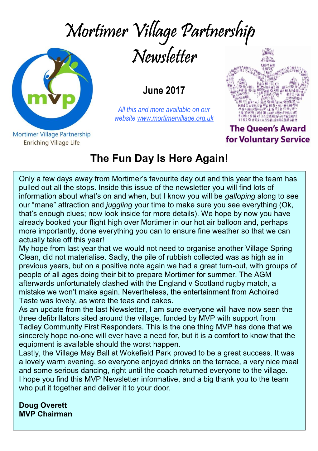 Mortimer Village Partnership Newsletter