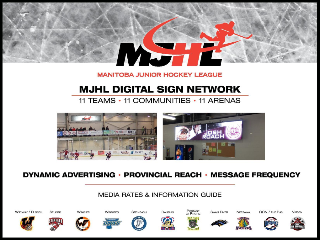 INDIVIDUAL TEAM/ARENA PLACEMENT (Contact Your Local MJHL Team) Placement Rates – 1 ARENA: Rates Are Per Location Per Week