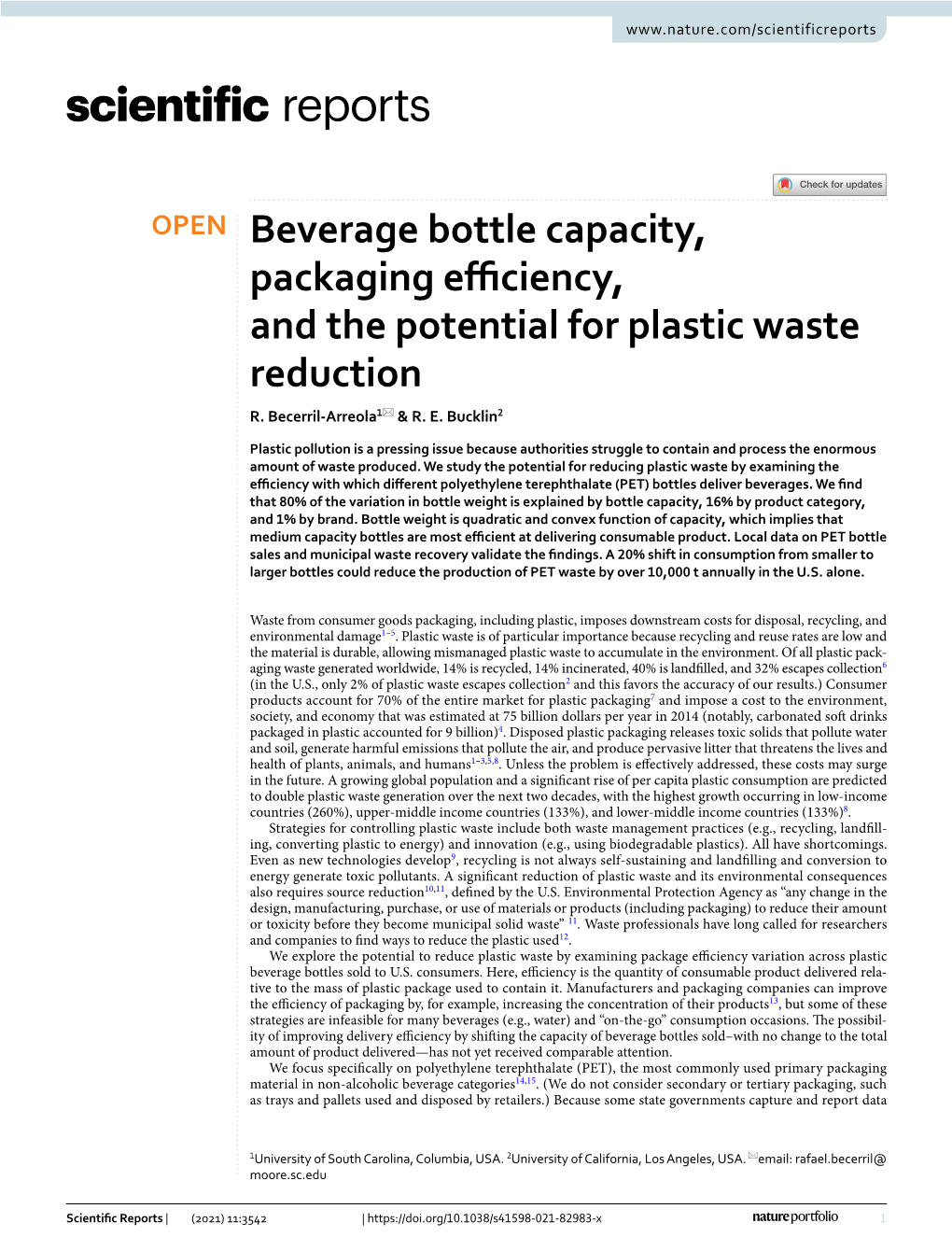 Beverage Bottle Capacity, Packaging Efficiency, and the Potential For
