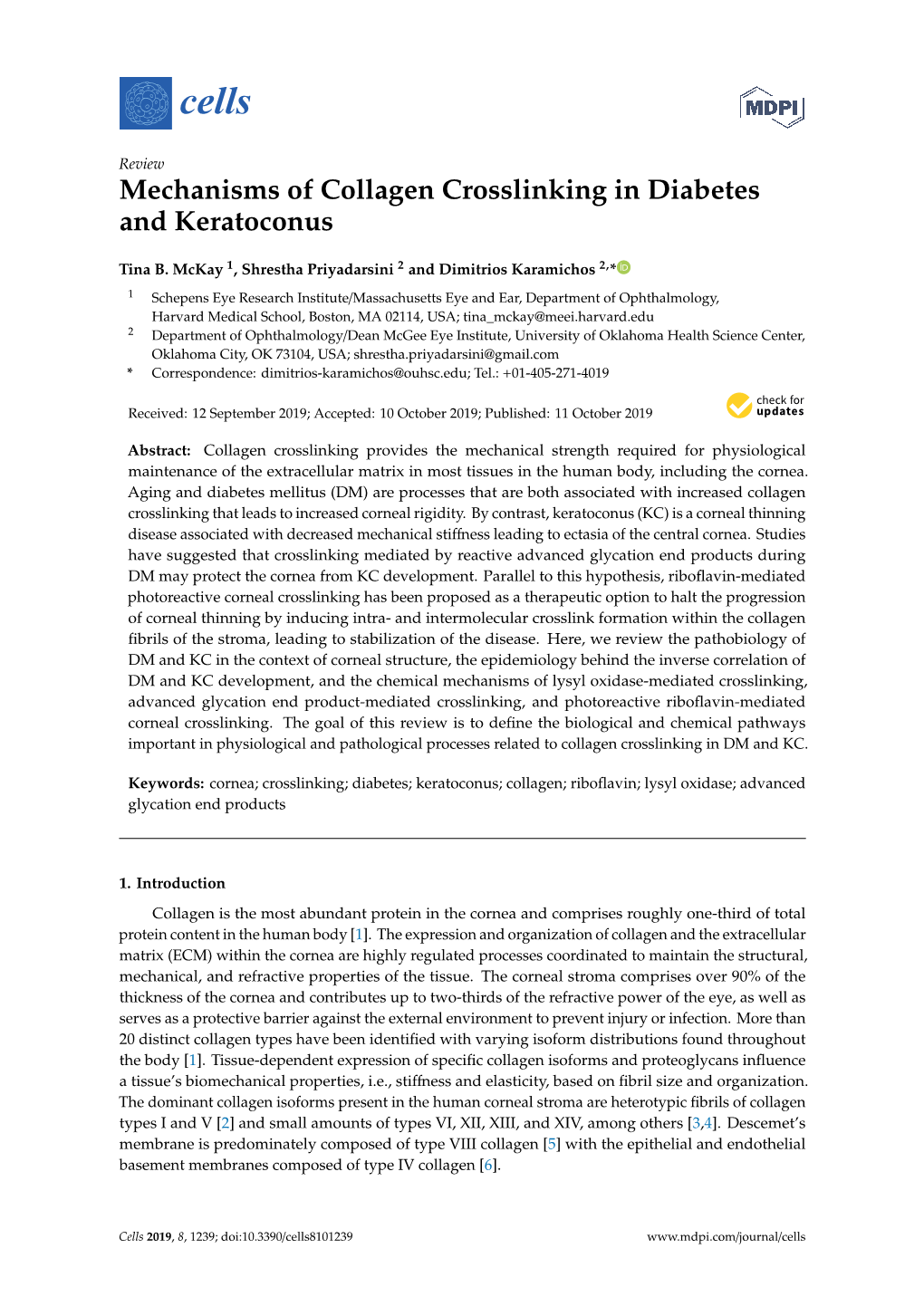 Mechanisms of Collagen Crosslinking in Diabetes and Keratoconus