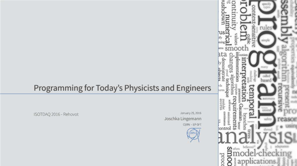 Programming for Today's Physicists and Engineers