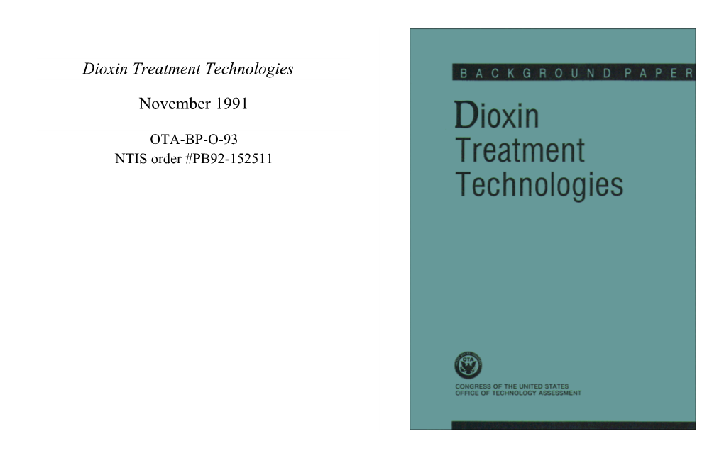 Dioxin Treatment Technologies (November 1991)