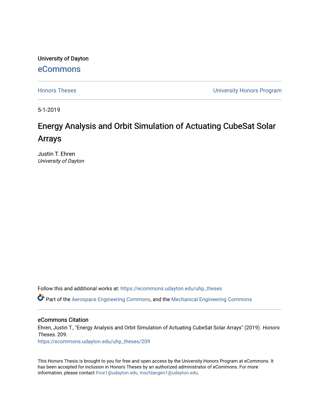 Energy Analysis and Orbit Simulation of Actuating Cubesat Solar Arrays