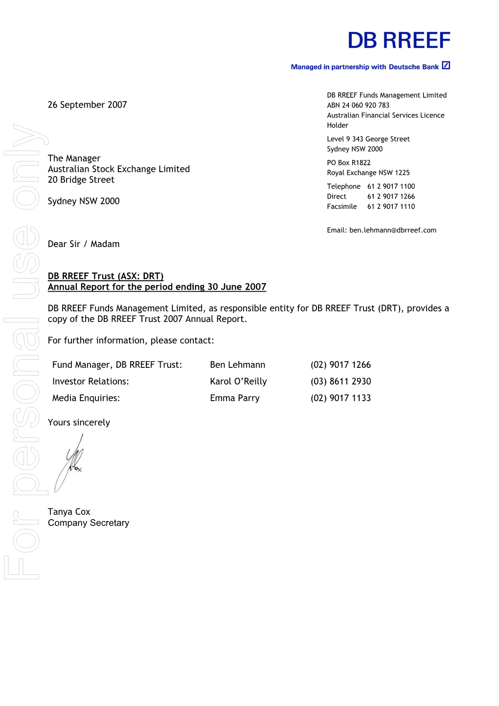 Retail Properties to DWPF