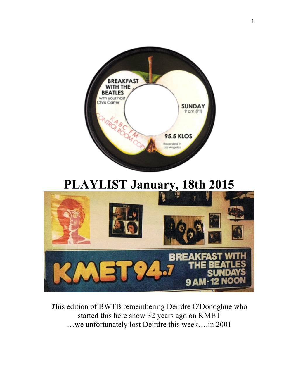 KLOS Jan. 18Th 2015 Deirdre