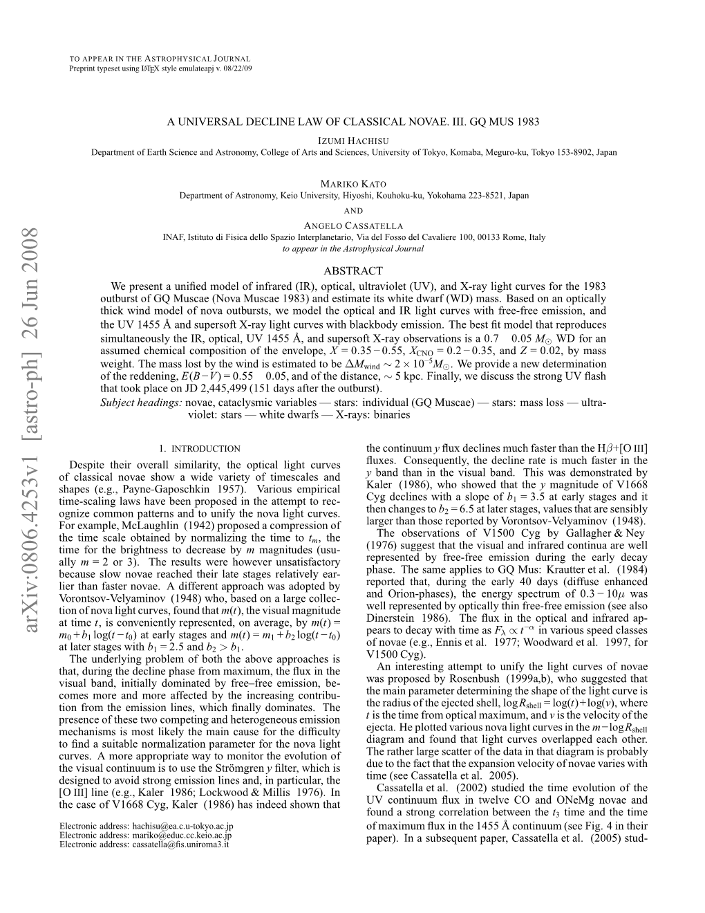 A Universal Decline Law of Classical Novae. III. GQ Mus 1983
