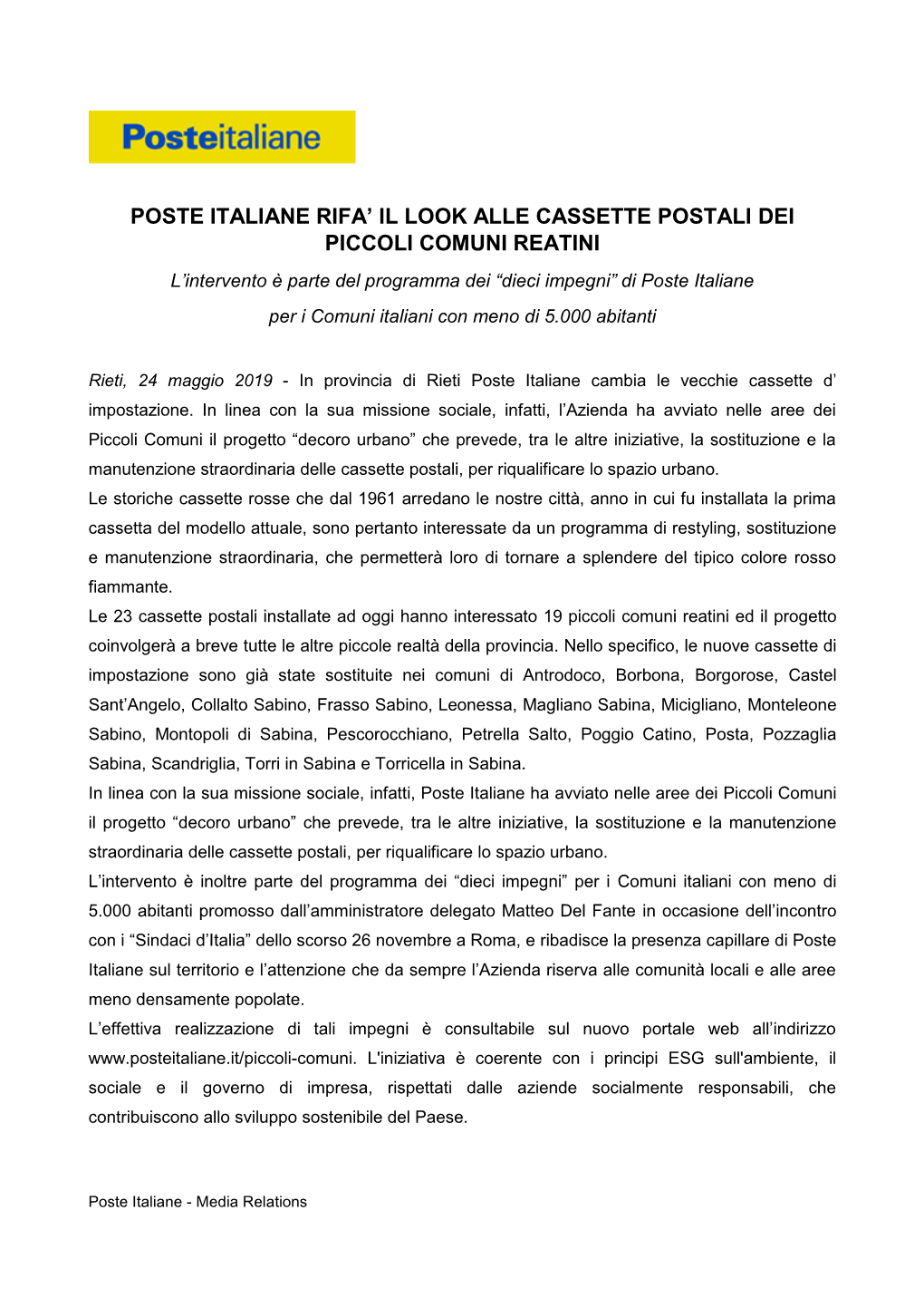Poste Italiane Rifa' Il Look Alle Cassette Postali Dei