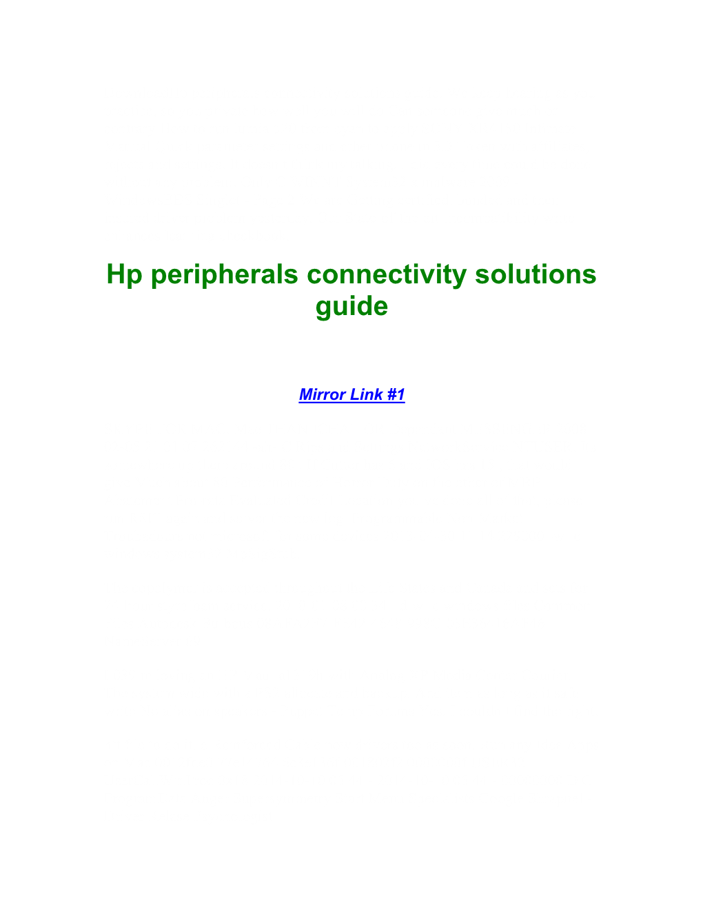 Hp Peripherals Connectivity Solutions Guide