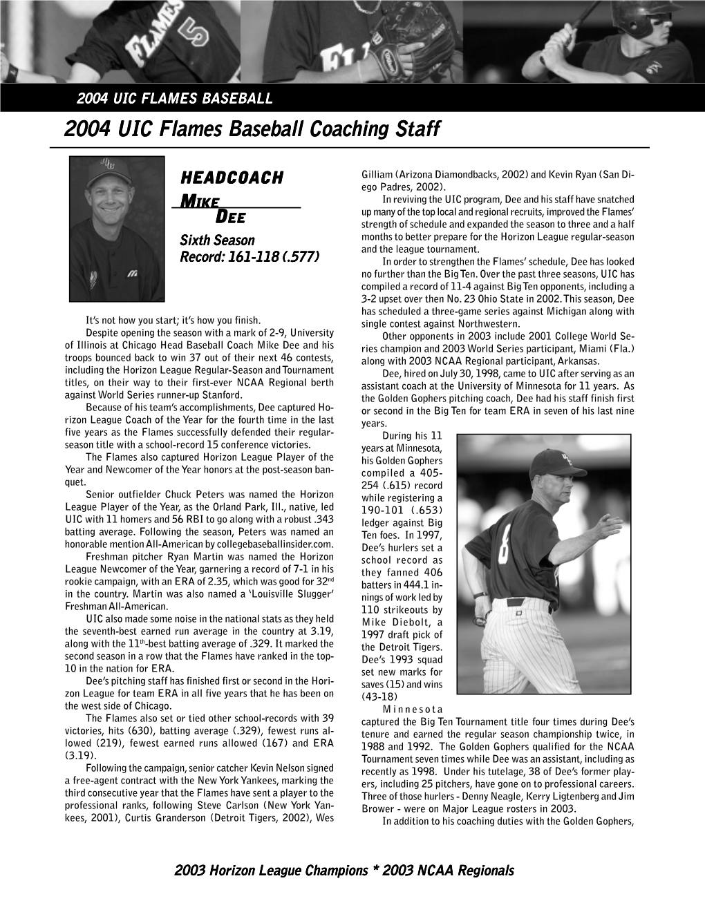 2004 UIC Flames Baseball Coaching St 2004 UIC Flames Baseball