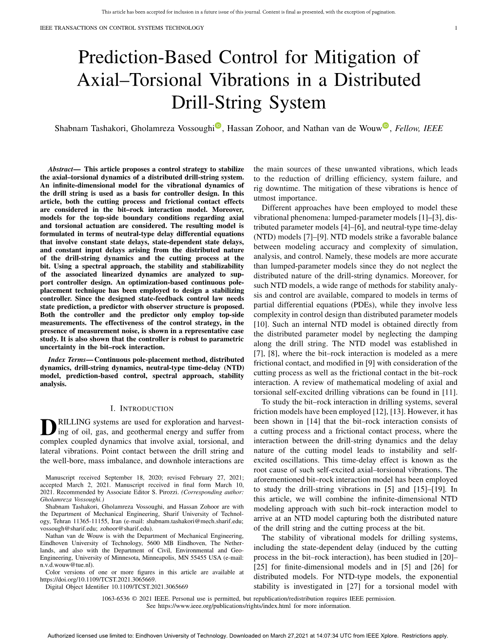 Prediction-Based Control for Mitigation of Axial-Torsional