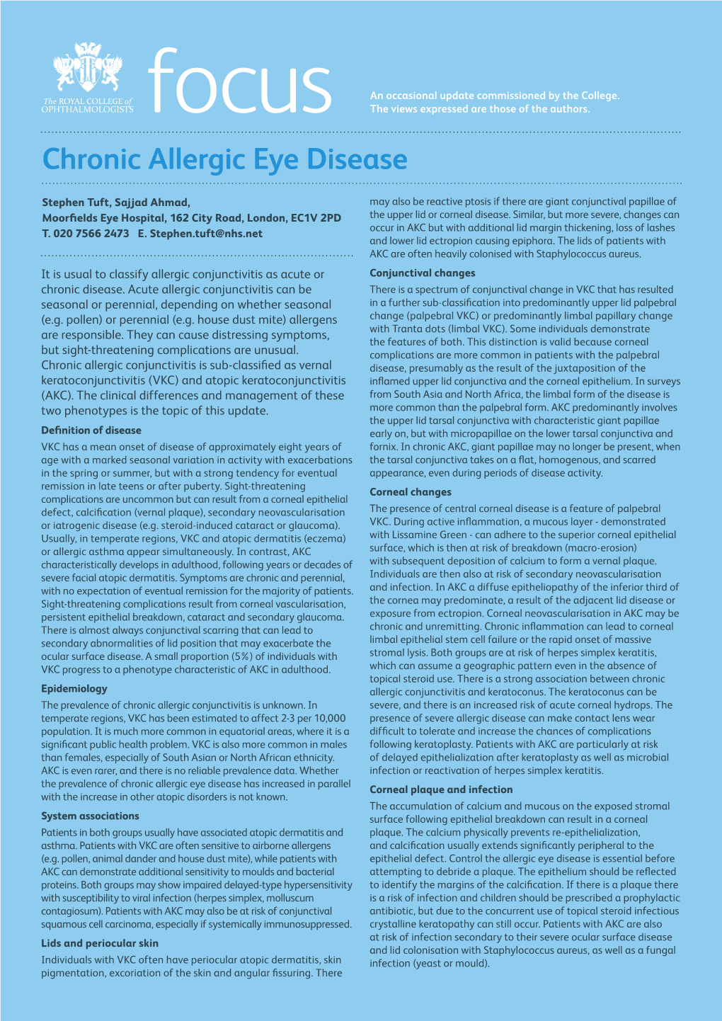 Chronic Allergic Eye Disease