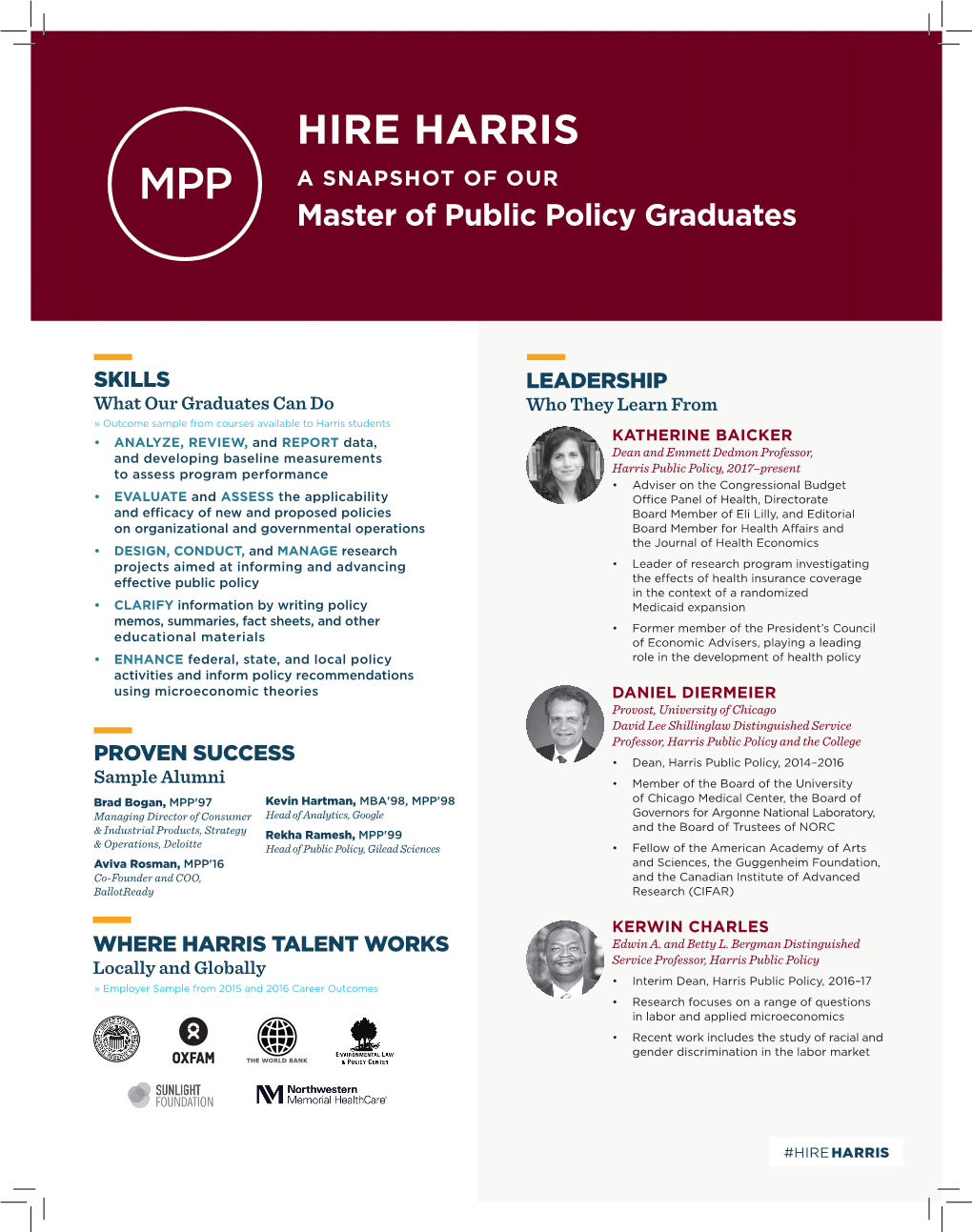 HIRE HARRIS MPP a SNAPSHOT of OUR Master of Public Policy Graduates