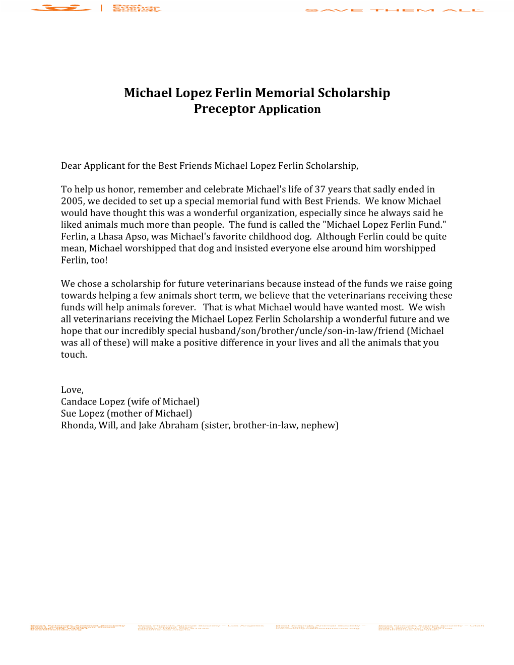 Michael Lopez Ferlin Memorial Scholarship