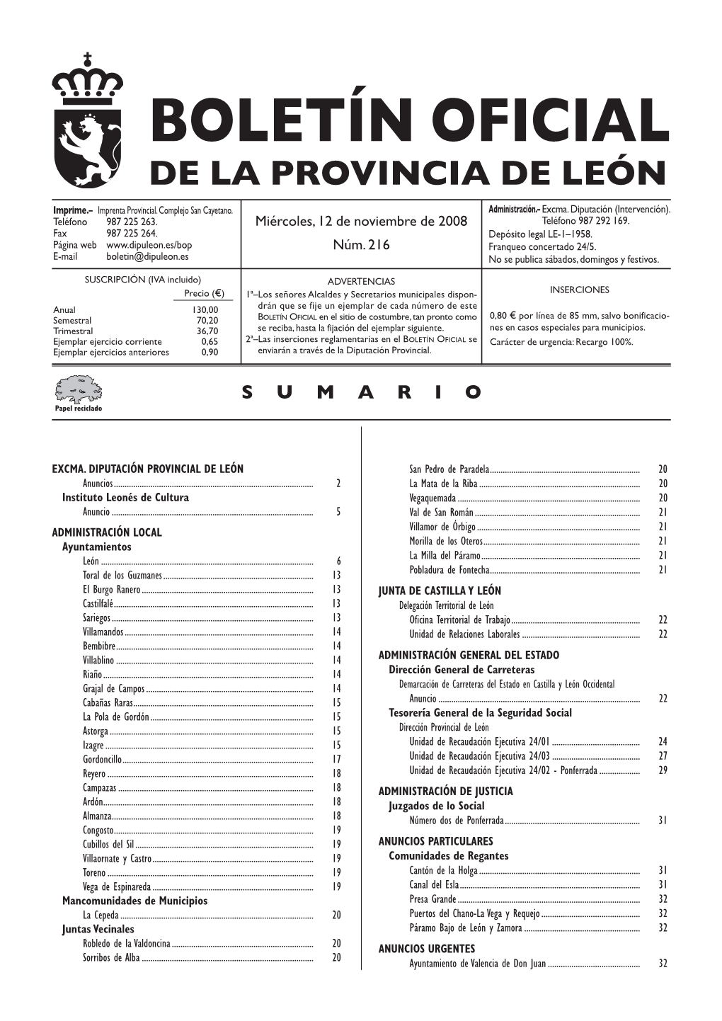 BOLETÍN OFICIAL DE LA PROVINCIA DE LEÓN Imprime.– Imprenta Provincial