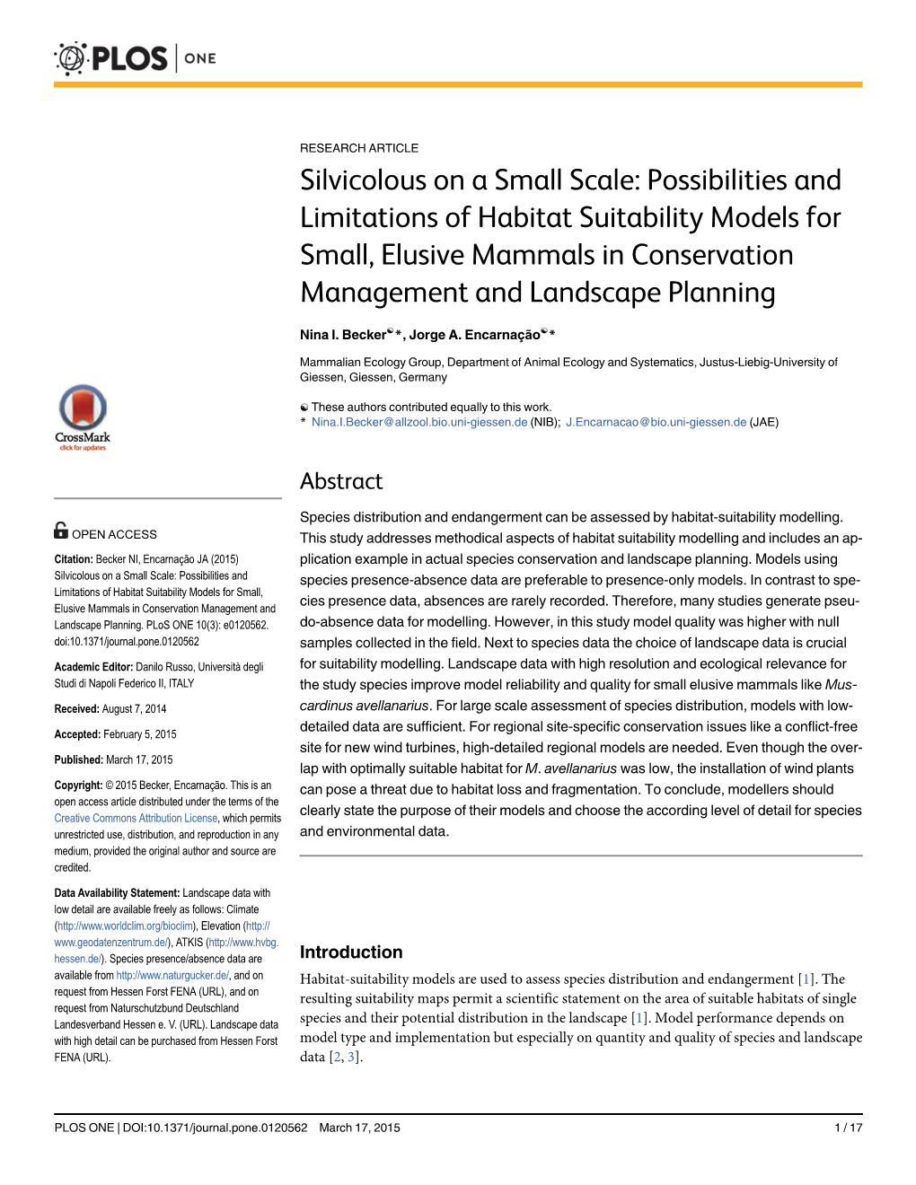 Possibilities and Limitations of Habitat Suitability Models for Small, Elusive Mammals in Conservation Management and Landscape Planning