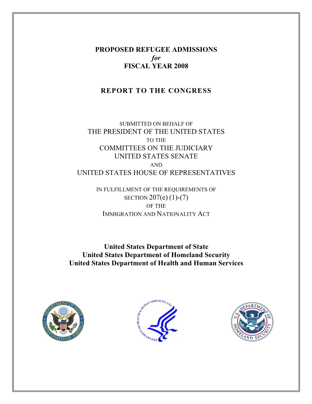 FY 2008 Report to Congress