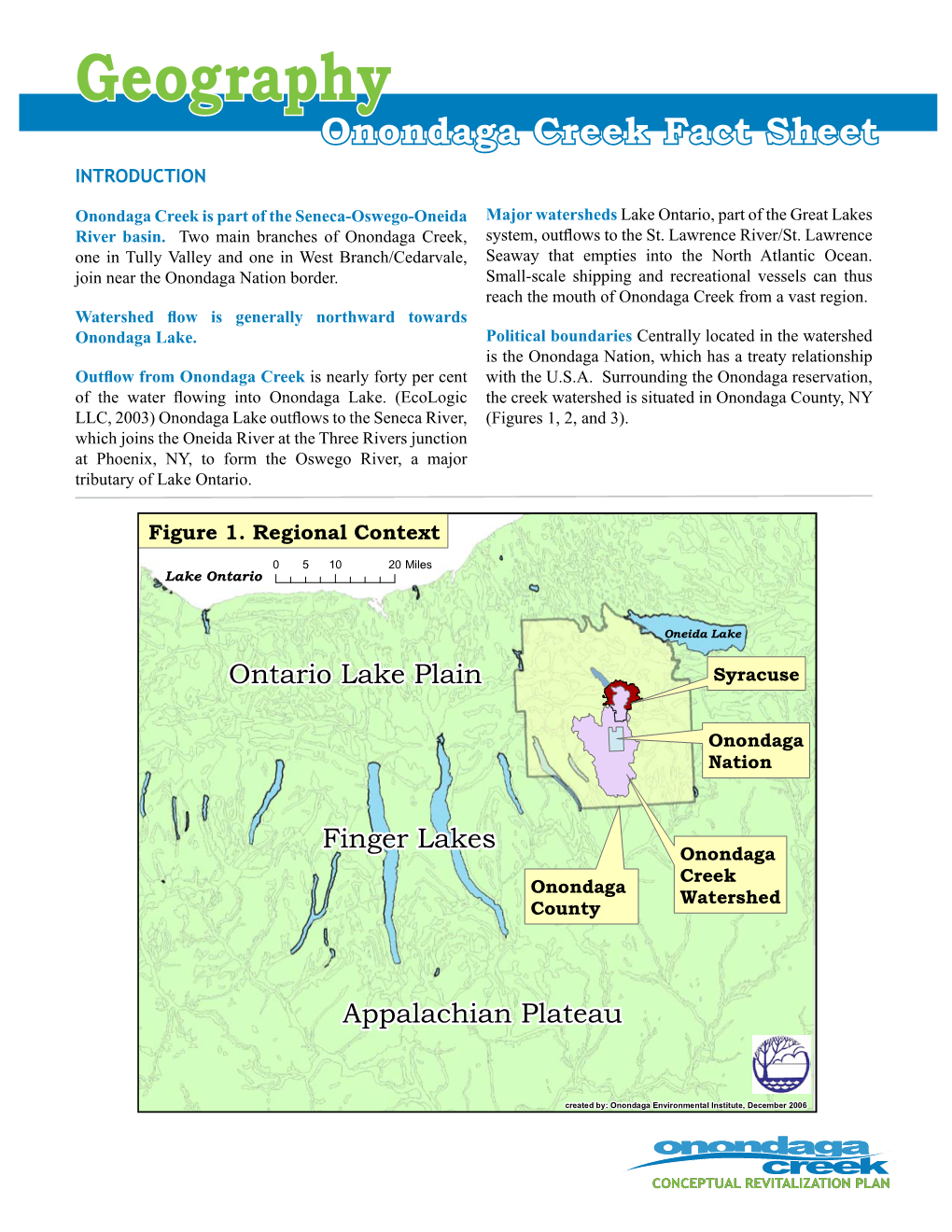 Geography Onondaga Creek Fact Sheet Introduction