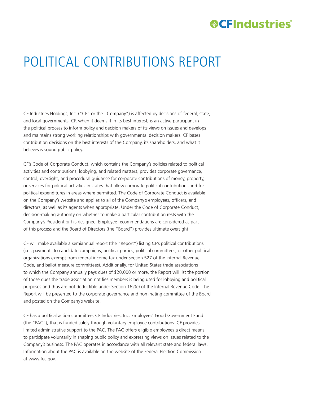 Political Contributions Report