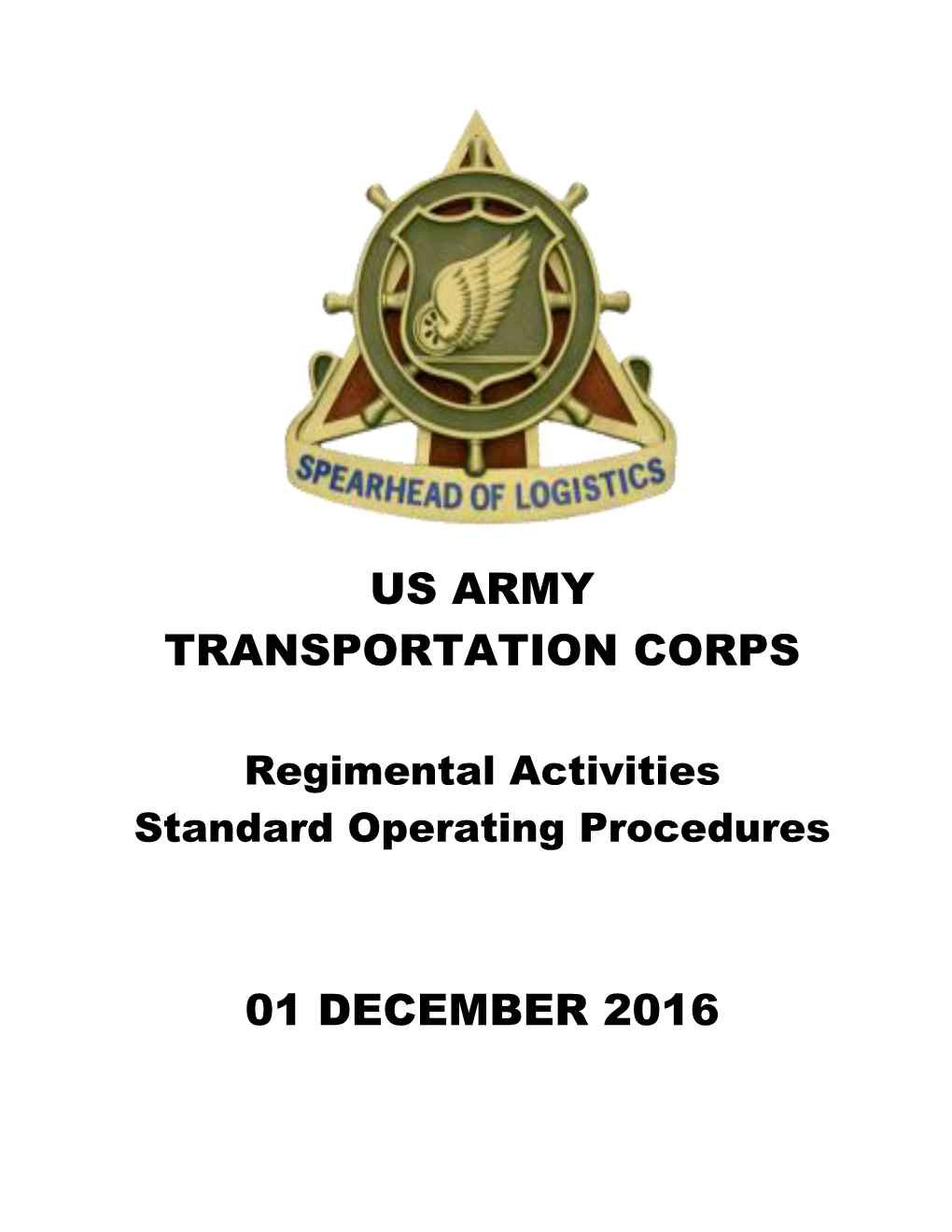 Us Army Transportation Corps 01 December 2016