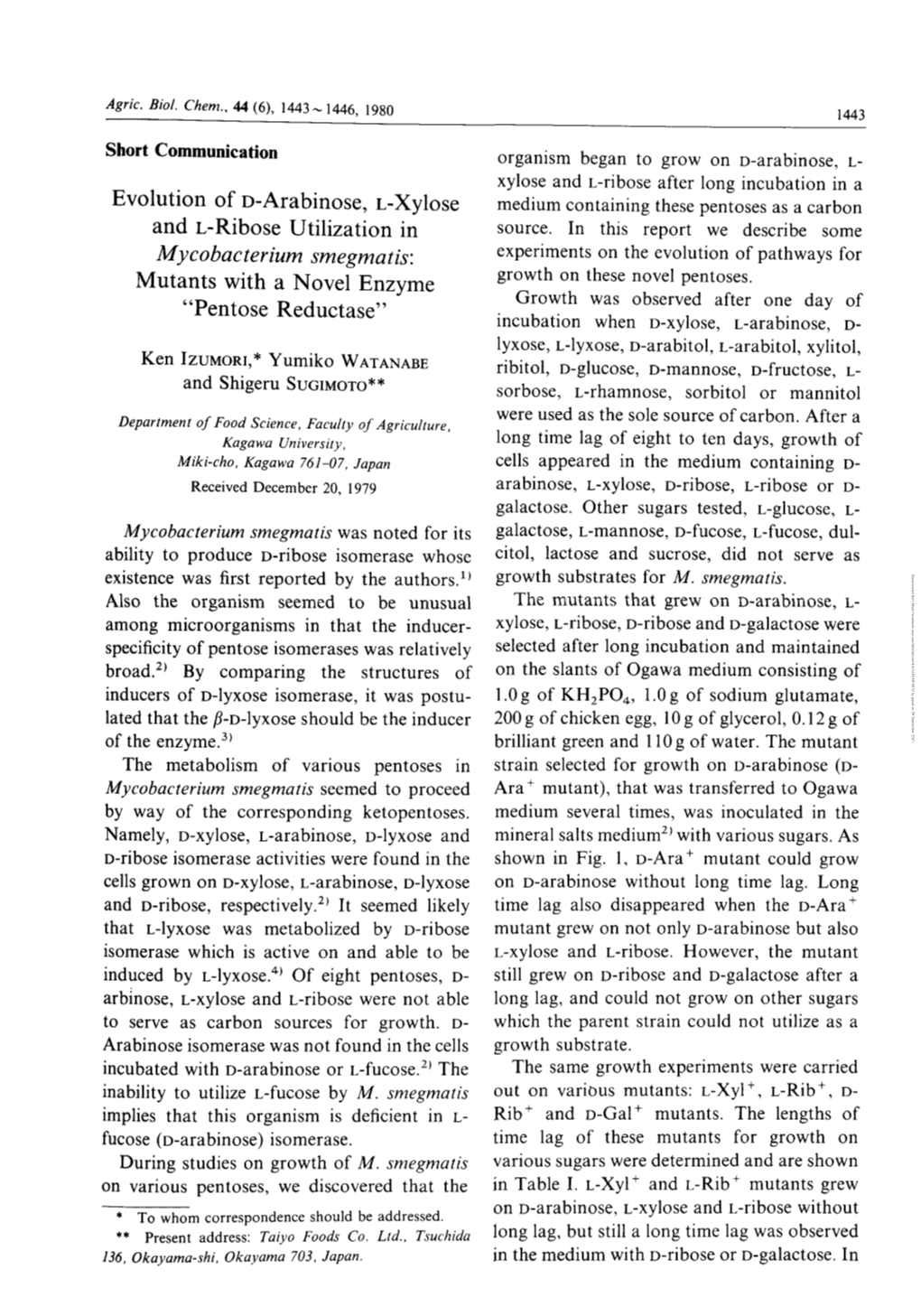 Evolution of D-Arabinose, L-Xylose and L-Ribose Utilization in Mutants