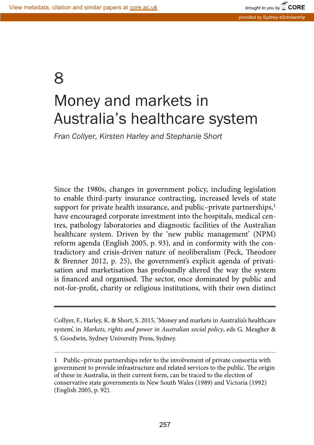 Markets, Rights and Power in Australian Social Policy, Eds G