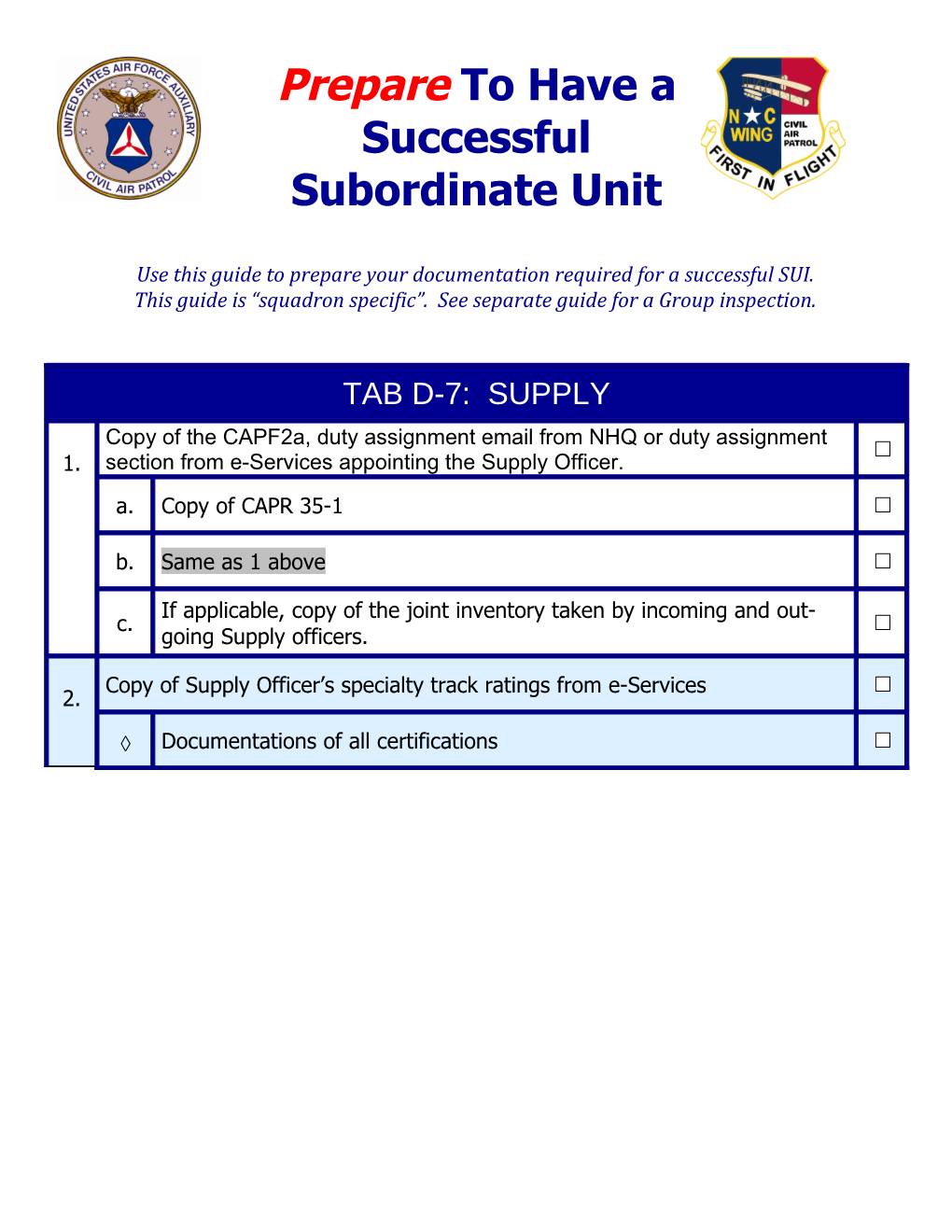 Use This Guide to Prepare Your Documentation Required for a Successful SUI