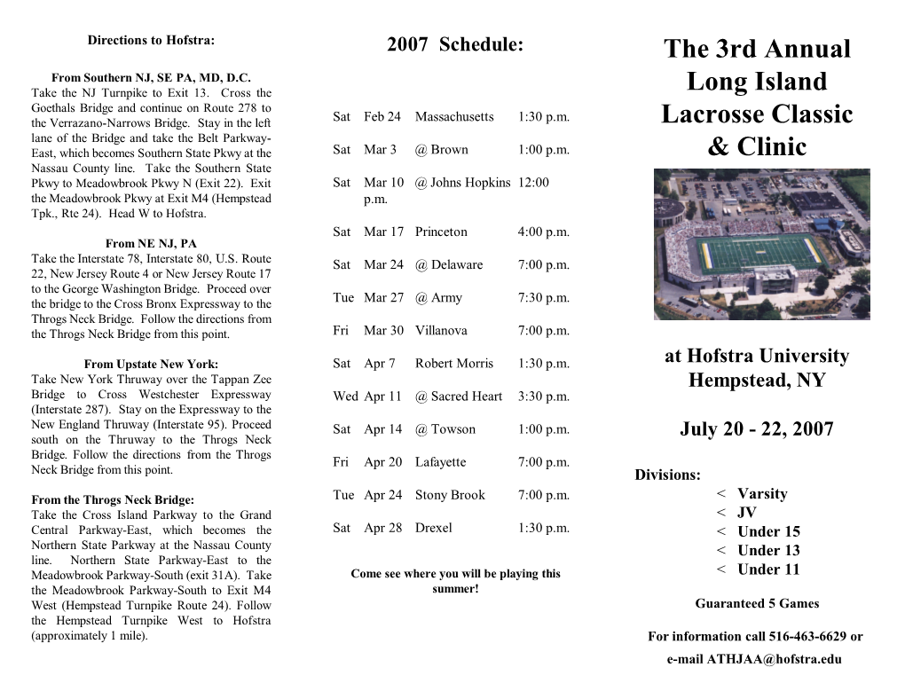 The 3Rd Annual Long Island Lacrosse Classic & Clinic