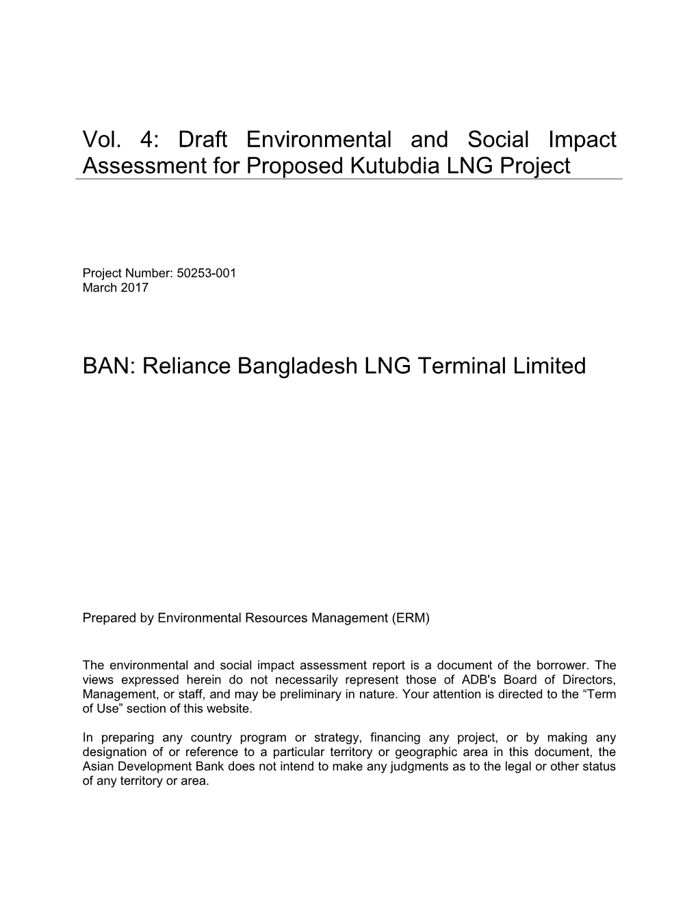 Draft ESIA for Proposed Kutubdia LNG Project