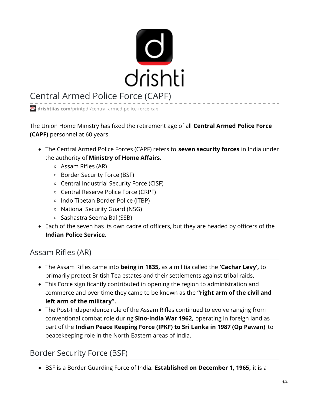 Central Armed Police Force (CAPF)