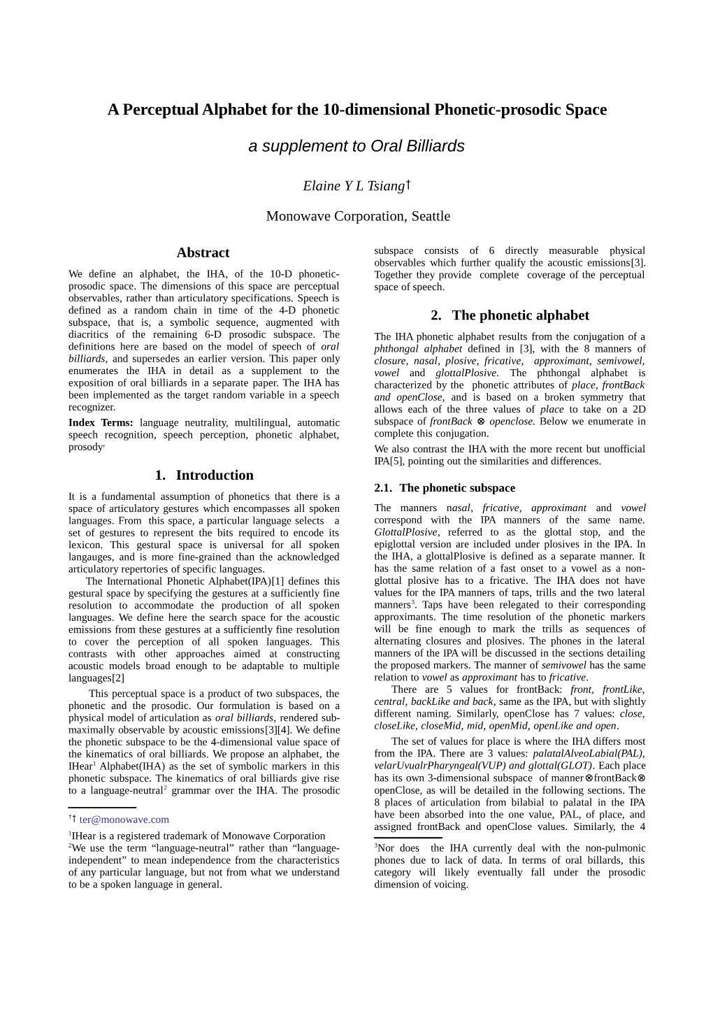 A Perceptual Alphabet for the 10-Dimensional Phonetic-Prosodic Space