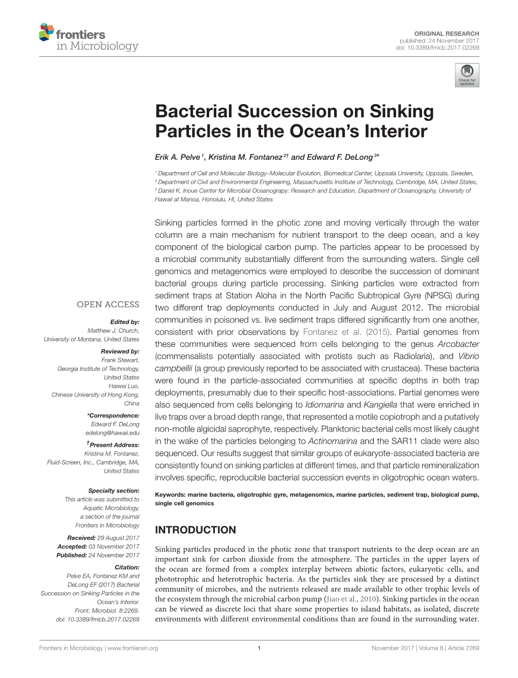 Bacterial Succession on Sinking Particles in the Ocean's Interior