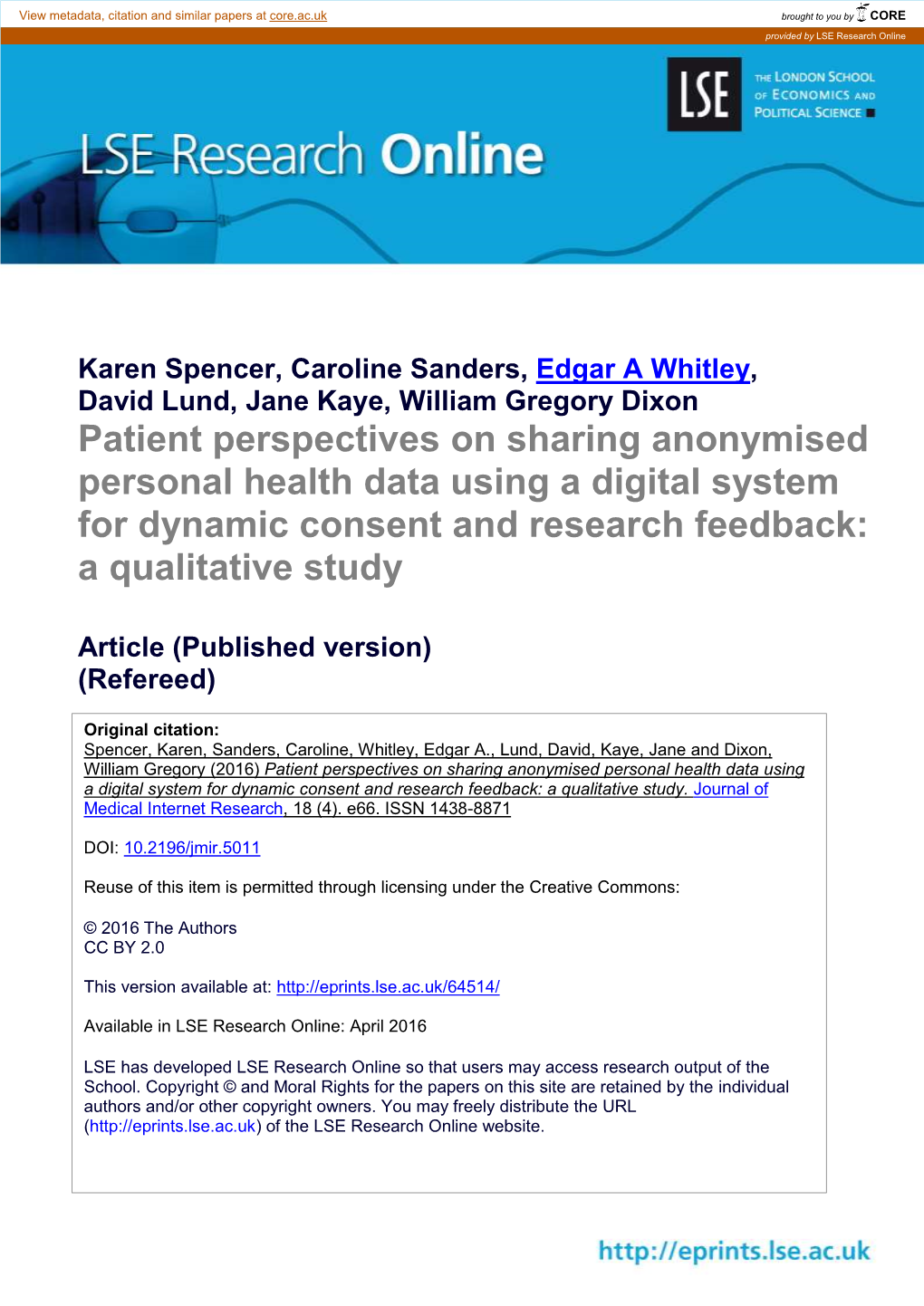 Patient Perspectives on Sharing Anonymised Personal Health Data Using a Digital System for Dynamic Consent and Research Feedback: a Qualitative Study