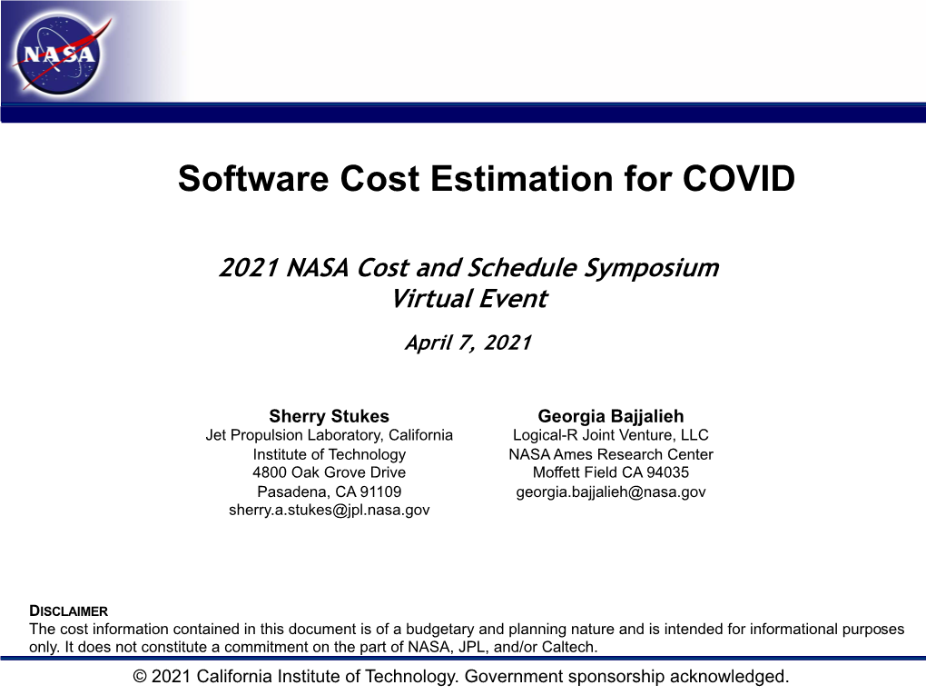 Software Cost Estimation for COVID