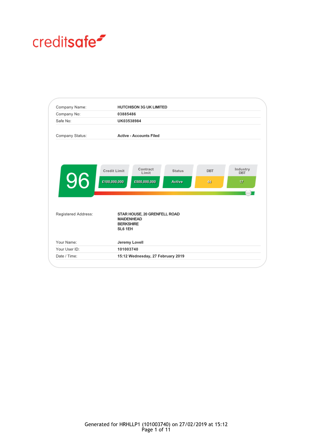 Creditsafe UK Limited Company Report