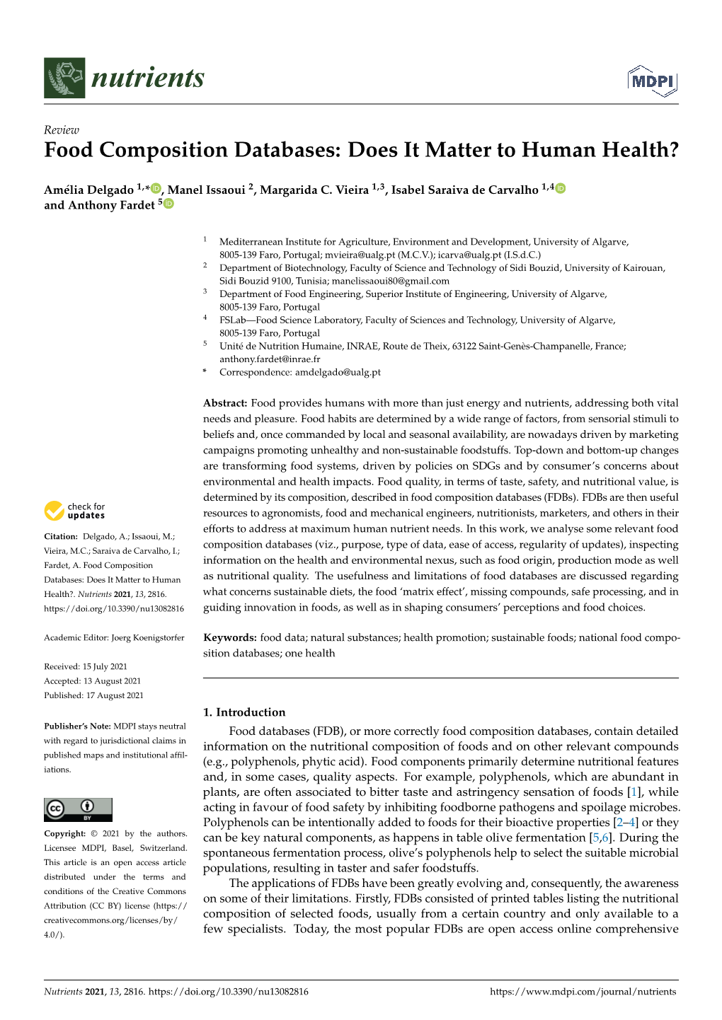 Food Composition Databases: Does It Matter to Human Health?