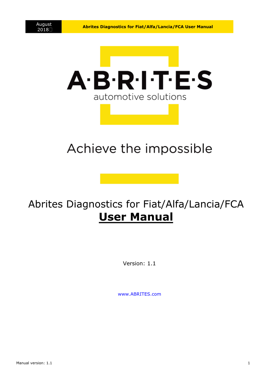 Abrites Diagnostics for Fiat/Alfa/Lancia/FCA User Manual 2018